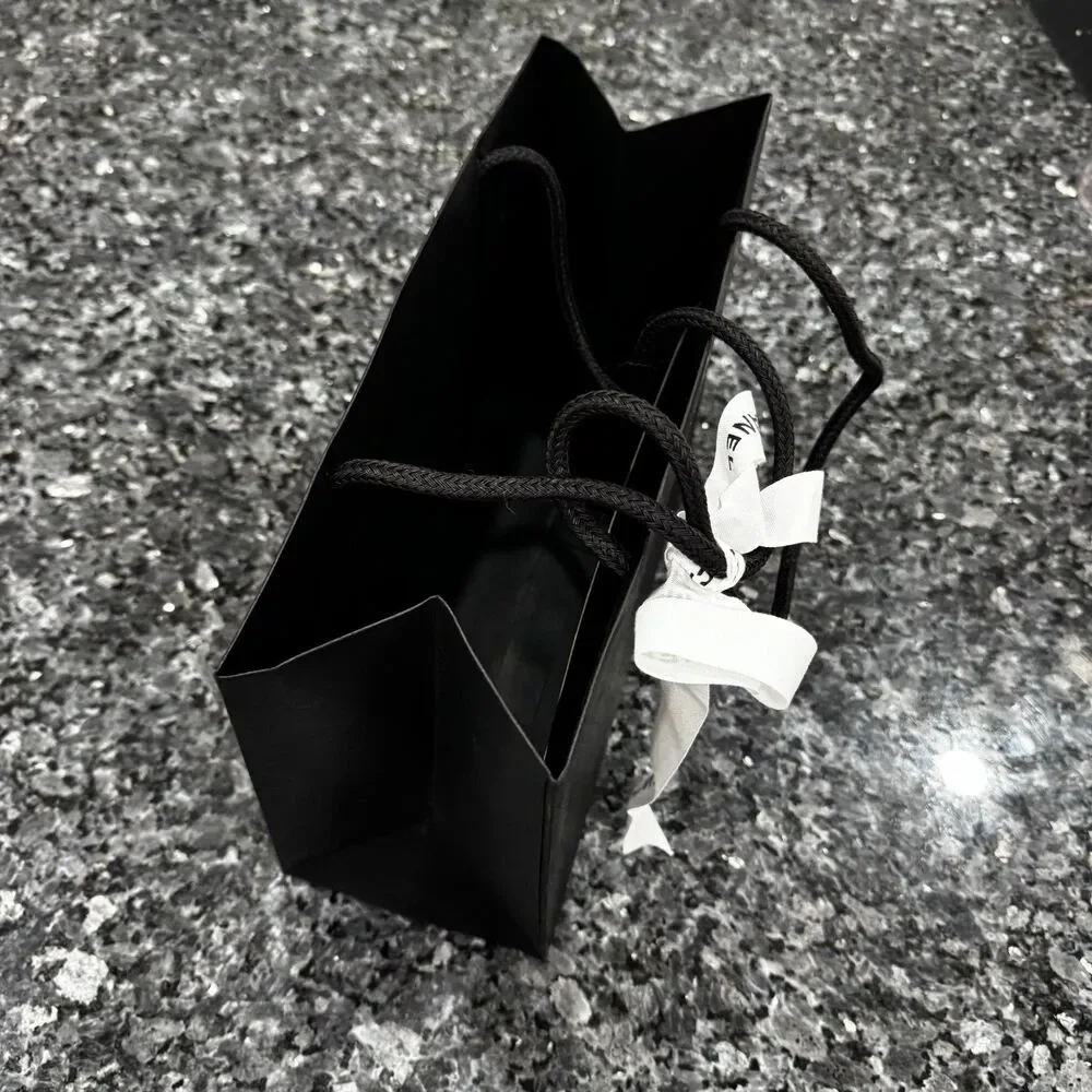 Chanel Black Paper Flower Ribbon Shopping Gift Bag 12